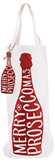 Red Glitter Prosecco Wine Bottle Gift Bag – Sparkly Fabric Gift Bag for Champagne, Prosecco & Wine – Reusable Party Bottle Bag for Birthday, Christmas, Wedding, Celebration (Gold)