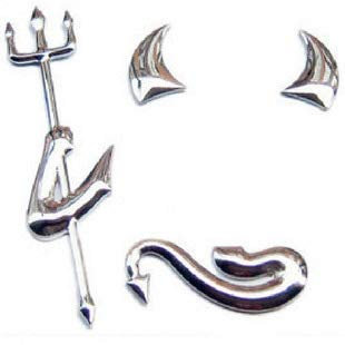 Macxy - 3D Chrome Teufel-Abziehbild-Auto oder LKW Individuelle Dämon Aufkleber W/Hörner Carstyling 4 Stücke für VW Autozubehör Funny car Sticke