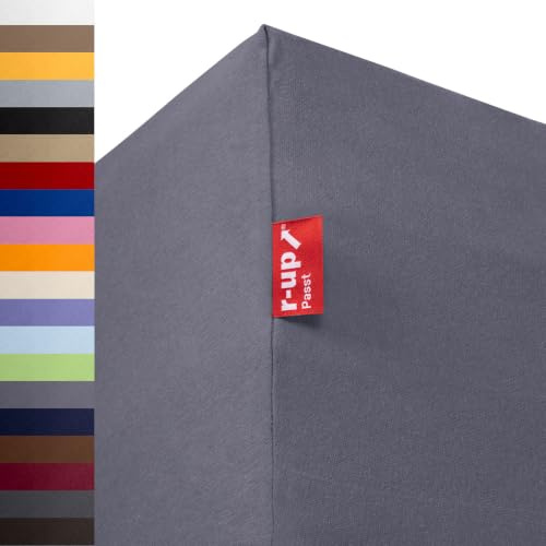 r-up Passt Spannbettaken Doppelpack 140x200-160x200 grau | 100% Baumwolle, 130g/m² Tuchgewicht, bis 35cm Höhe, viele Farben, OEKO-TEX, stressfrei auch für hohe Matratzen