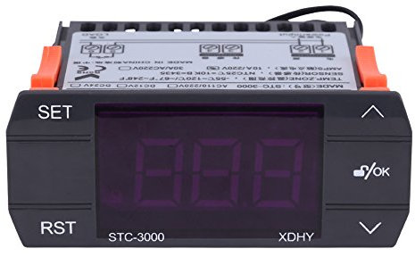 Controlador de temperatura STC-3000, controlador de temperatura digital de 110V-220V Termostato Control de temperatura Termopar de -55 a 120 ° con sensor de precisión de 0.1 ° C(30A)