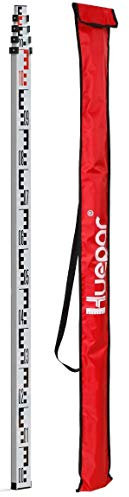 Huepar - Piastra di livellamento telescopica, 5 m, 5 sezioni, con livella a incastro e custodia in nylon, per livellatore ottico automatico e laser rotativo - GR5