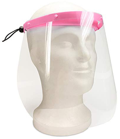 Urhome Gesichtsschutz aus Kunststoff - Gesichtsschutzmaske Gesichtsvisier Schutzmaske Visier Face Shield | 10 x Visier + Halter in Pink