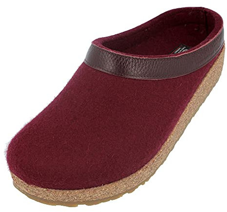 HAFLINGER Grizzly Torben Filzclog Hausschuh aus reinem Wollfilz Bordeaux, Gr. 48