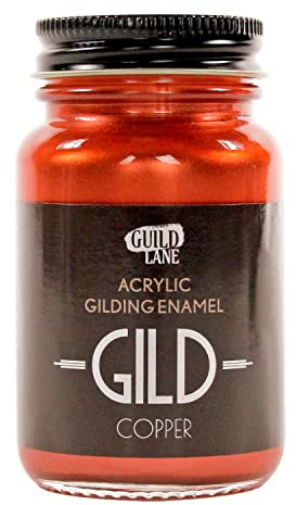 Guild Lane GILD Metallic Acrylic Enamel Paint - Copper - For Wood, Metal, Glass, Furniture & Crafts - Water-Based, Non-Tarnish Finish - 60ml Jar - Made in Britain