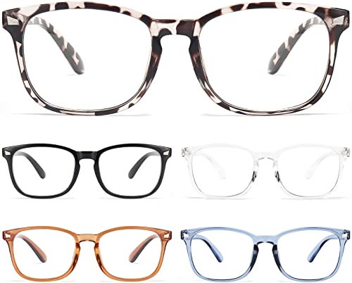 BLS BLUES Lesebrille für Damen/Herren, bifokal, progressiv, Lesebrille für Damen/Herren, blaue Brille, hellblaue Brille, Packung mit 5 Stück., M