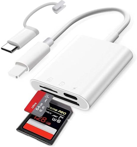 SD Card Reader for iPhone/iPad,PuavntView Micro SD Card Adapter,Memory SD Card Reader Trail Camera Viewer for iPhone iPad,Plug and Play