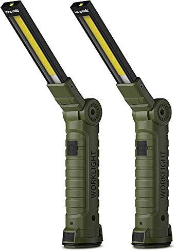 Coquimbo Regalo Uomo, Torcia LED USB Ricaricabile Lampada da Lavoro Lampade di Ispezione Pieghevole con Base Magnetica e Gancio per Auto/Campeggio/Home e di Emergenza Uso (2 Pezzi)