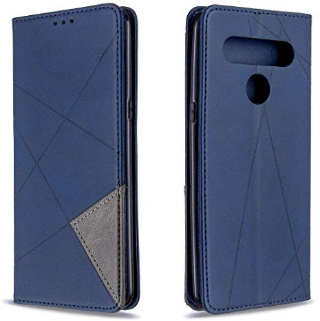 Posanter Kompatibel mit LG K61 Hülle, Premium Leder Brieftasche Flip Handytasche Schutzhülle Klapphülle, 360 Grad TPU Stoßfest Leder Hülle mit [Magnetisch, Kartenfach, Standfunktion] (Blau)