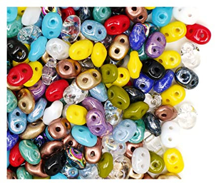 Perles de verre tchèque SuperDuo - 2,5 x 5 mm - Multicolore - 60 g
