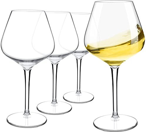COOKY.D Incassable Verres à Vin Rouge Blanc en Tritan-Plastique Cadeaux de Mariage, Lavable au Lave-vaisselle, 530 ML, Lot de 4
