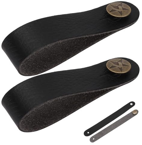 Chitarra Neck Strap, 2Pcs Cravatta per Paletta per Chitarra Pulsante per Tracolla di Chitarra Premium Adattatore Cinturino in Pelle Sostituzione per Ukulele Elettrico Acustico(Nero)