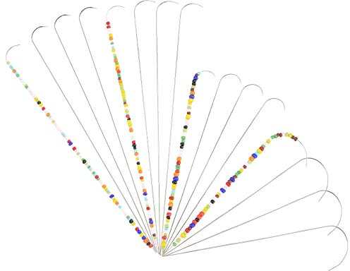 PandaHall 16 Stück 2 Stile Gebogene Perlennadeln Für Rocailles, Edelstahl-Perlennadel Open-Loop-Perlenspinner-Nadeln Für Perlenspinner, Schmuckherstellung von Wasit-Kettenarmband-Halsketten, 4 Größen