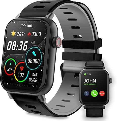 ATLANTIS SMARTIX Smartwatch Uomo Donna Fitness Schermo Touch 1,69, funzione chiamata Bluetooth, Cardiofrequenzimetro, Saturimetro (SPO2), Pressione sanguigna, Activity Tracker, Nero, Normale
