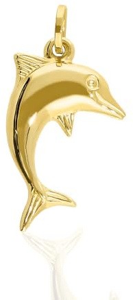 forme di Lucchetta - 14K Gelbgold Delfin Anhänger | Symbol der Freundschaft und Sensibilität, Goldanhänger Damen Mädchen 585 Echtgold für Kette (bis zu 4 mm) - hergestellt in Italien