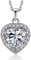MomentWish Halskette Damen Herzkette, 1 Karat Moissanite Kette für Damen mit Haloanhänger Glückskette Diamant Anhänger mit Geschenkbox Geschenk für Frauen Freundin