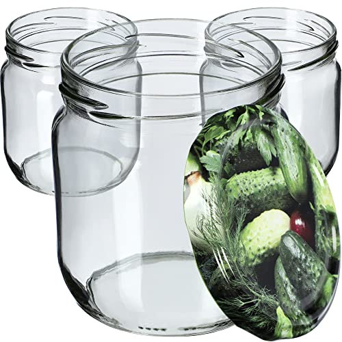 KADAX Lot de 12 pots à confiture avec couvercle à visser, 425 ml, pour confitures, confitures, miel
