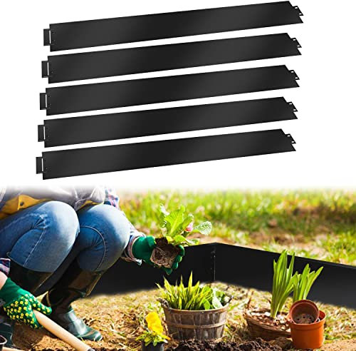 Herrselsam Rasenkante verzinkt Metall 5m 10m 15m 20m 25m 30m 35m 40m 45m 50m 100x18cm Beeteinfassung Beetumrandung Mähkante Metall Palisade, Schwarz(Länge 15m - Höhe 18cm)