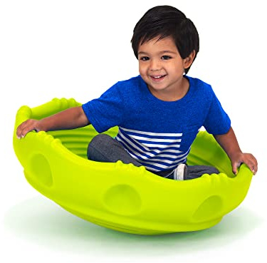Simplay3 Two Sided Rock Around Wobble Disk and Climbing Dome for Toddlers and Kids - Rocking and Climbing - Indoor/Outdoor - Yellow/Green, Made in USA (1 Pack)