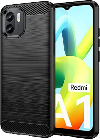 Max Power Digital Coque pour Xiaomi Redmi A1 / Redmi A2 Étui de Protection Antichoc Silicone Noir Résistant à l'absorption des Chocs Design Fibre de Carbone Housse Élégant Fine [Recharge sans Fil]