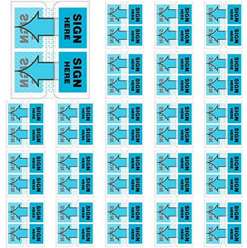 Jutom 25 Pack/ 1250 Pcs Sign Here Tabs 1 Inch Sign Here Post Stickers Flags Date Tabs Stickers with Dispenser Arrow Flag Easy to Post for Office Book Annotation Kit(Blue)