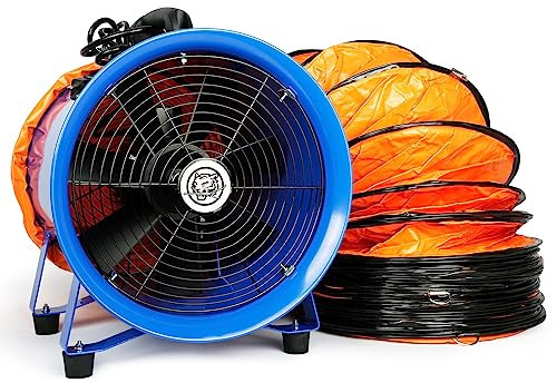 Sewinfla 520W/12inches Utility Blower, Portable Ventilator Exhaust Fan with 33ft PVC Flexible Duct Hose, Low Noise Heavy Duty Cylinder Fan for Home & Workplace Fume Exhaust and Ventilation