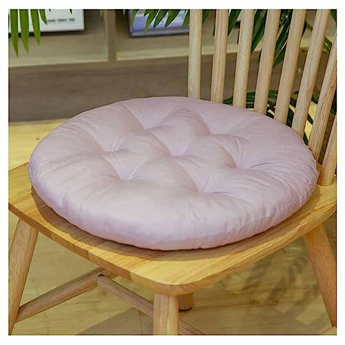 SHTGOI Sitzkissen Stuhl 40 * 40 cm stuhlkissen mit bändern sitzauflage Stuhl Baumwolle Dicke Polsterung Steppkissen Bodenkissen für Indoor und Outdoor Stuhlauflage als Stuhl Kissen Rund Grau-Rosa