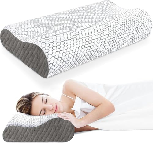 CloudBliss Memory Foam Kissen, Ergonomisches Nackenkontur Halswirbelkissen für Rücken und Schulterschmerzen, Orthopädisches Kissen zur Linderung von Nackenschmerzen, für Schlafseiten-, Rücken