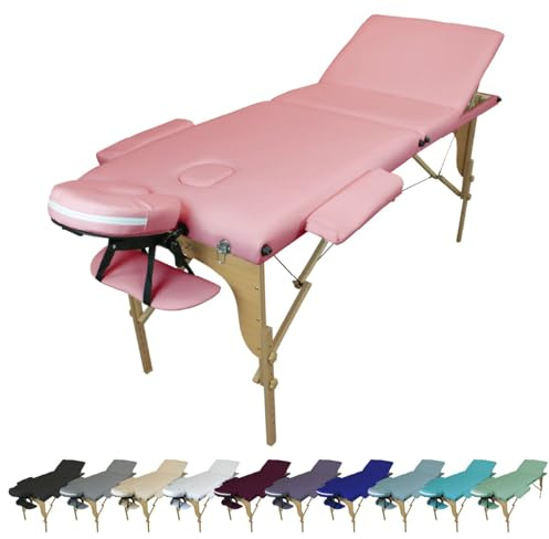 Vivezen - Table de Massage Pliante 3 Zones en Bois avec Panneau Reiki + Accessoires et Housse de Transport - Plusieurs Coloris