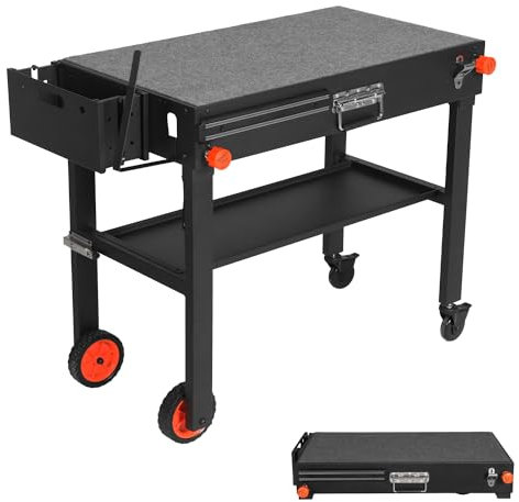 Tragbarer Grilltischständer für den Außenbereich – klappbarer Vorbereitungsständer für 43,2 cm oder 55,9 cm Blackstone Grillplatte, großer Platz Blackstone Tisch mit Rädern, Pizzaofen Wagen für Ninja,