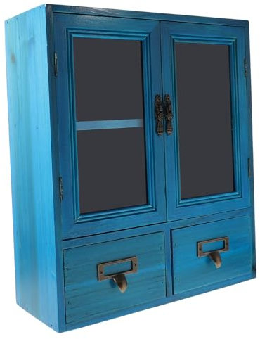 Homoyoyo Doppeltüriger Vintage-holzschrank Wandschrank Aus Holz Niedriger Schrank Mit Aufbewahrungsraum Holzschrank Für Wandmontage