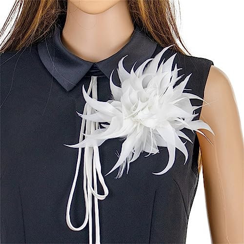 QXPDD Exquisite Feder-Blumen-Brosche, Schal-Clip für DIY-Schmuck, vielseitige Kopfbedeckung, Kleidung, Verschönerung, Party, Hochzeit, Brosche, Korsage, Haarspange,Weiß