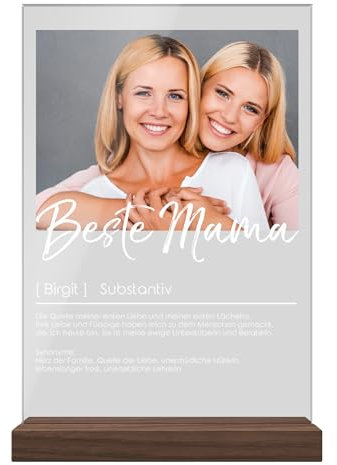Mama Geschenk personalisiert - Acrylglasbild Definition mit Foto als Geburtstagsgeschenk für Mama - personalisierte Geschenkidee für Mütter - Acryl Glasbild für die beste Mutter zum Geburtstag