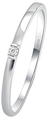 Whoiy Verlobungsring Ringe Weisgold, Echt Gold Hochzeitsringe 18 Karat Runder Schnitt Solitär Eheringe Trauringe 750 Damenringe 0.01ct Laborgezüchteter Diamant Großer 52 (16.6)