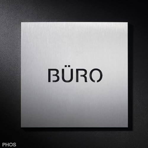Schild BÜRO Edelstahl gebürstet, Piktogrammschild zur Beschriftung - PHOS Design