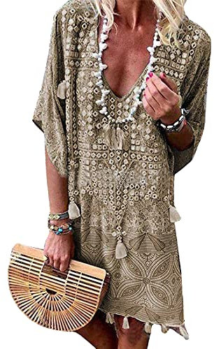 Generic Robe de Plage Femmes Tunique Paréo Cache Maillot de Bain D'été Chemise Longue Boutonnée Cache-Maillots Sarong Bikini Cover Up Beachwear Pareo de Plage Beach