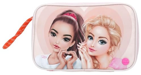 Depesche 12938 TOPModel - Kosmetiktasche Beauty and Me, zum Aufklappen in Rosa, Täschchen mit Model Motiv, Aufschrift und Innenfach