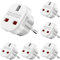 Fiotha UK Zu DE Adapter, 6 Stück Adapter UK auf DE, Reiseadapter UK Adapter England Deutschland Stecker, für Frankreich, Irland, Niederlande, Polen, Schweden - Weiß