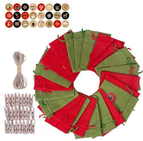 Sacs réutilisables pour calendrier de l'Avent - Pour décoration de Noël - Petit sac à suspendre