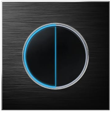 Interrupteur mural circulaire 1/2/3/4 à 2 voies avec bouton poussoir en verre et indicateur LED (aluminium noir, 2 voies)