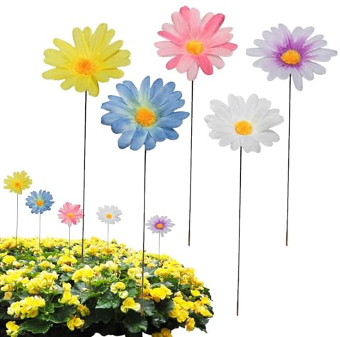 Tewzafiya Metall Gänseblümchen Gartenstecker, Gänseblümchen Gartenpfähle, Bunte Blumenstecker Dekorative Gartenpfähle Metall Blumen Garten Blumenpfähle Für Garten Rasen Hof Outdoor Dekoration