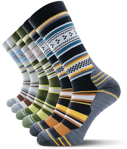 TANSTC Merino Socken Herren,Wollsocken, Outdoor & Trekking-Socken 35-38, 39-42, 43-46, 47-50, Atmungsaktiv & Anti-Blasen Warm Dicke Gepolstert Thermosocken für Herren, Damen, 3 Paar