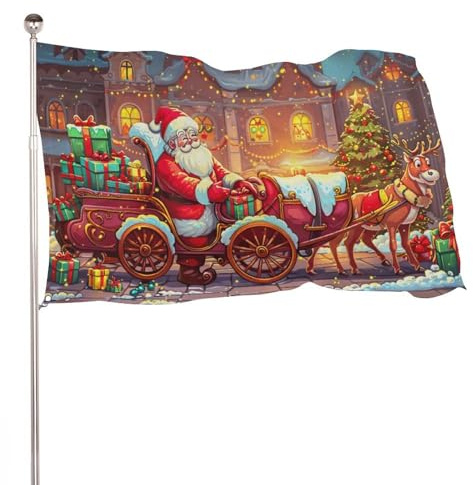 Weihnachtsgartenfahne, 90x150 cm Weihnachtsauto Flagge doppelseitig Winter-Flagge Weihnachtsdekoration Garten Urlaub Zuhause Party Hängedekoration