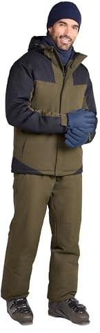 Mountain Warehouse Mens Ski Jacket and Pant Set - Breathable, Thermal Tested -30°C Snowskirt, Microfibre insulation - Best for Autumn Winter, Sports, Walking & Outdoors Dark Khaki (01) L