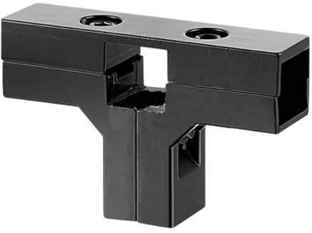 Amagogo Connettore per tubo quadrato da 25 mm x 25 mm in lega di alluminio per recinzione, guardrail, ringhiera, assemblaggio semplice, hardware di montaggio, Black T Shape