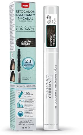 Colour Clinuance | Retocador Temporal Instantáneo de Primeras Canas, Raíces y Cejas | Rápido y Fácil de Usar | Cobertura Perfecta y Máxima Precisión | Color Castaño Oscuro | 10ml