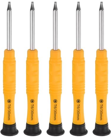 QUARKZMAN 5 Stück Schraubendreher T6, 87mm Länge Mini Schraubenzieher Screwdriver Set Kohlenstoffstahl mit Ergonomischem Griff für DIY Reparaturen, Gelbgrün