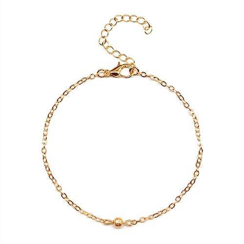 Tolldek 750 Gold Fußkettchen für Damen, Kugelkette Fußkette Charm, 18K Gold Fussketten für Frauen Echte Goldschmuck 25+5CM