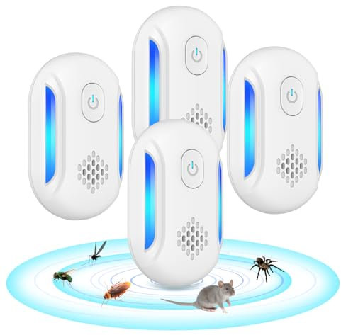 DOBWGXZ 4 Pack Ultrasonic Pest Repeller, Mice Repellent, Insect Repellent Plug In, Effective Indoor Pest Control for Mouse, Spider, Cockroach,Fly Etc, Safe for Humans and Pets