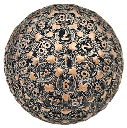 Polyhedral Dice, Single Dice, 100 Side High Precision Metal Construction Large Size Collectible Item, Entertainment Tool for Serious Gamers and Collectors, 1.97 x 1.97 x 1.97 inches