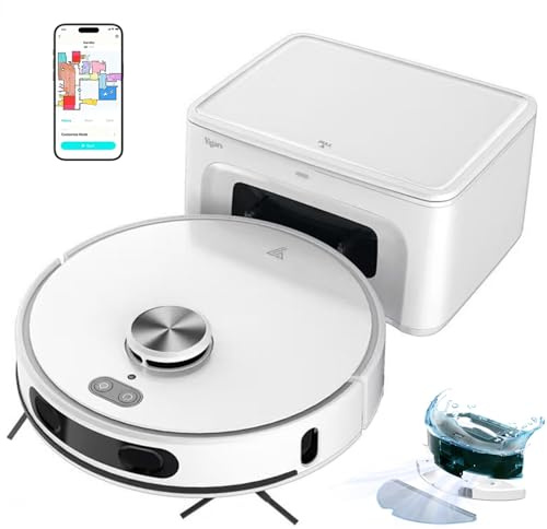 Yigars Robot Aspirador y fregasuelos hasta 8000Pa Navegación LiDAR y Mapeo | Potente succión Autovaciado Autonomía de 220 Minutos, Anticolisión, Limpieza Personalizada Control por Voz y App-Blanco